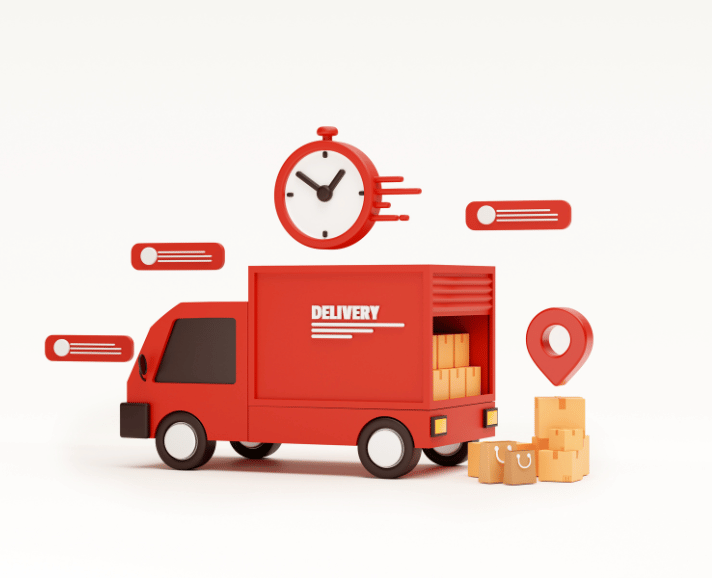 Unicorn Soft Labs Courier Delivery truck with time